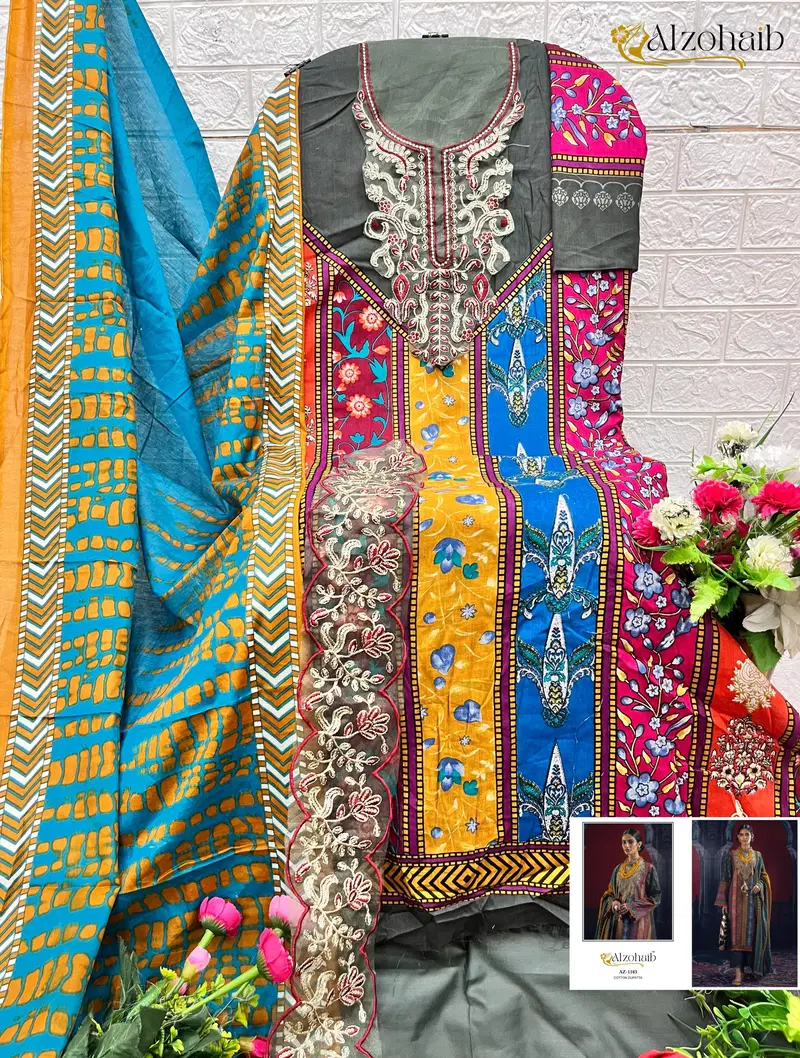 Alzohaib Az 1147 To 1185 Cotton Printed Pakistani Suits Suppliers In India